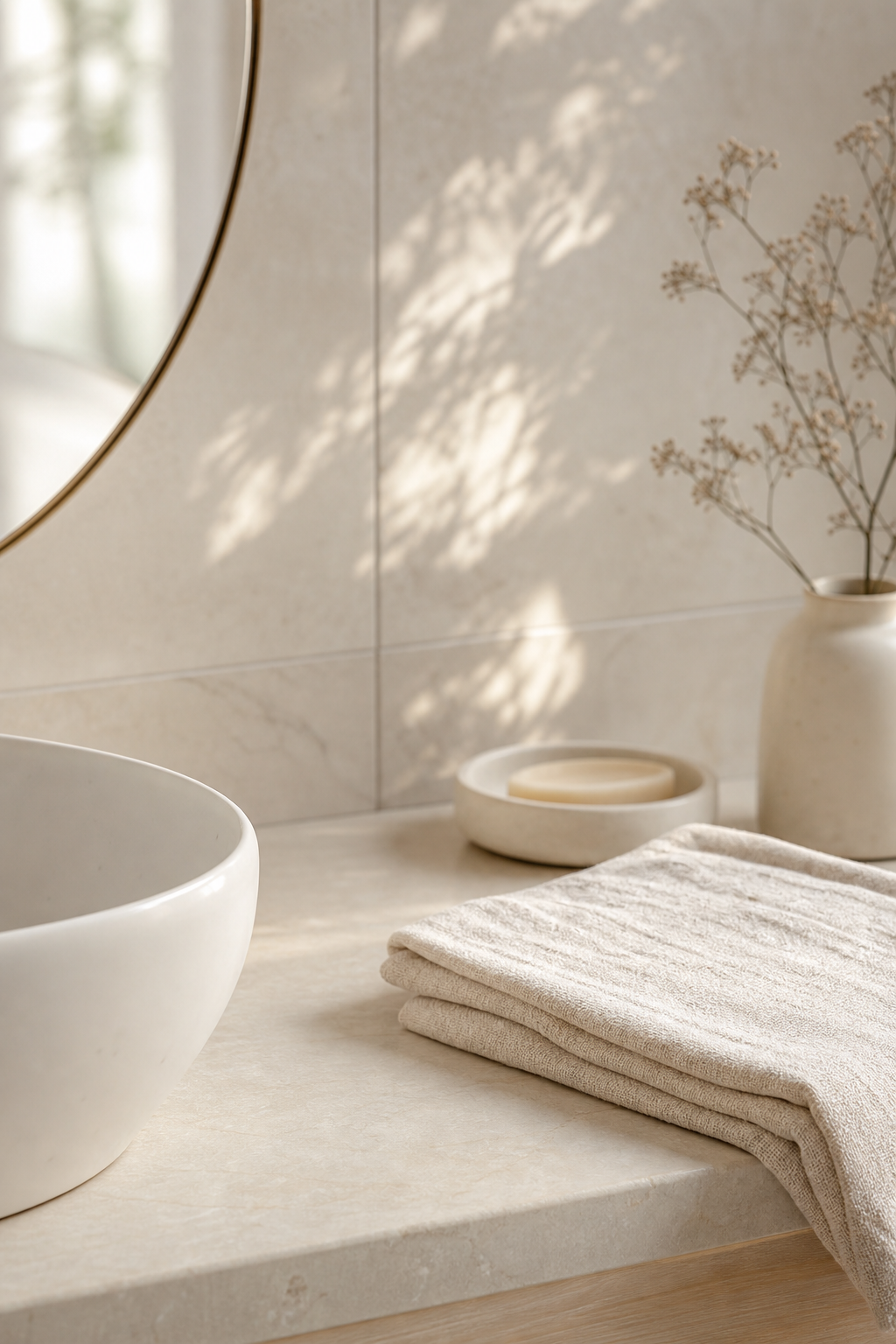 Calm spa bathroom lifestyle setting